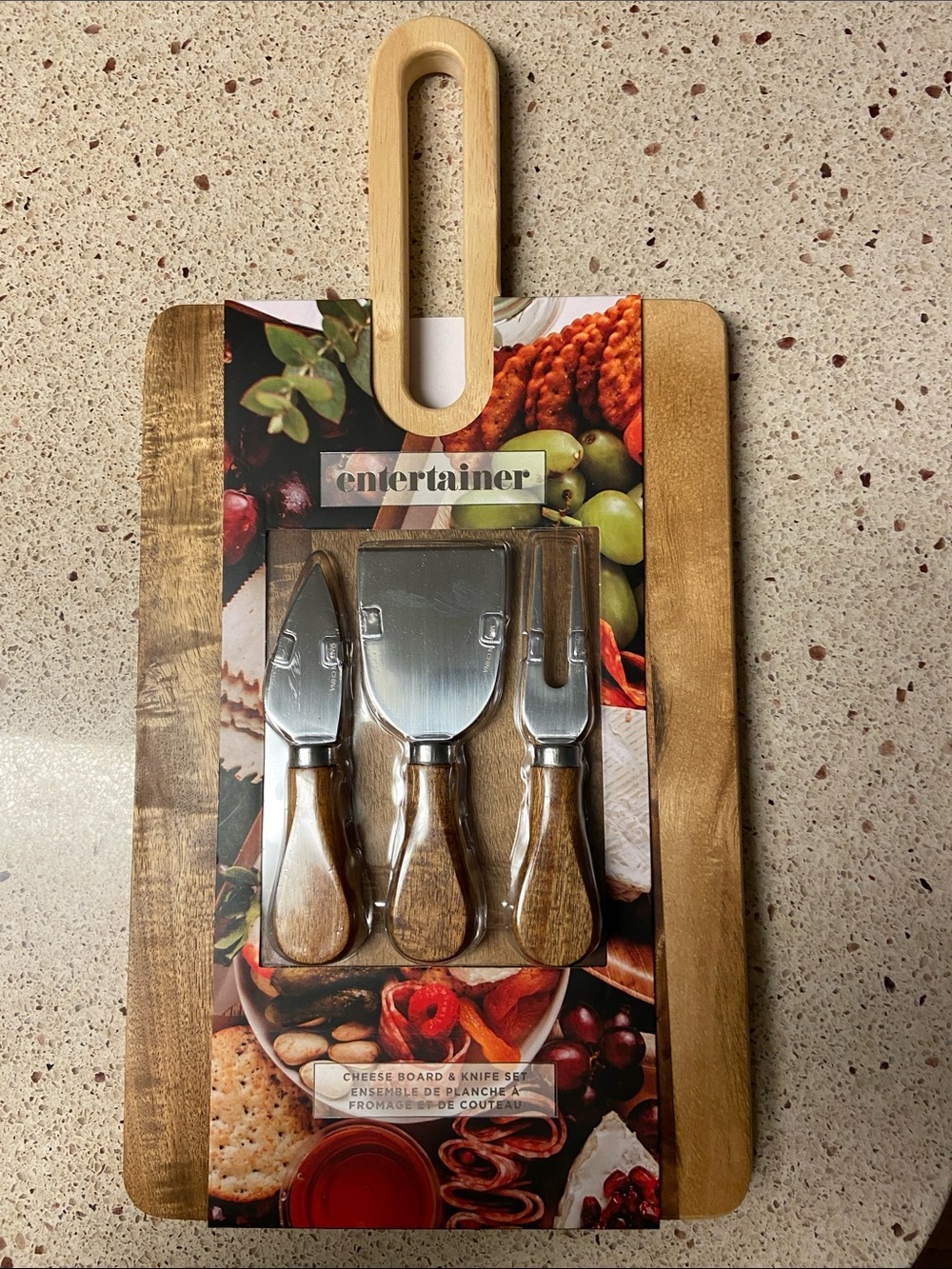 Wooden Handle Cheese Knife Set with Acacia Serving Board - Brown